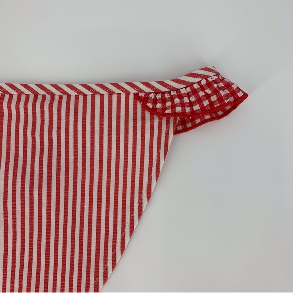 Aerie NWOT Red and White Gingham Striped Ruffle Detail Bikini Bottom, Large - Picture 10 of 16